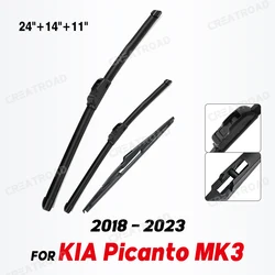 Wiper Front & Rear Wiper Blades Set For KIA Picanto MK3 2018 - 2023 Windshield Windscreen Window Rain Brush 24