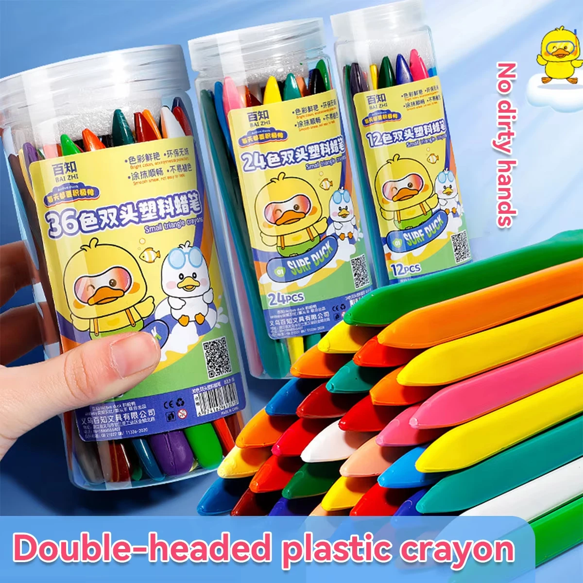 Crayones Triangulares de Doble Punta Kawaii de 12-36 Colores, Barras de Pintura al Óleo para Niños, Seguras e Inofensivas, Materiales Educativos de Arte Temprano