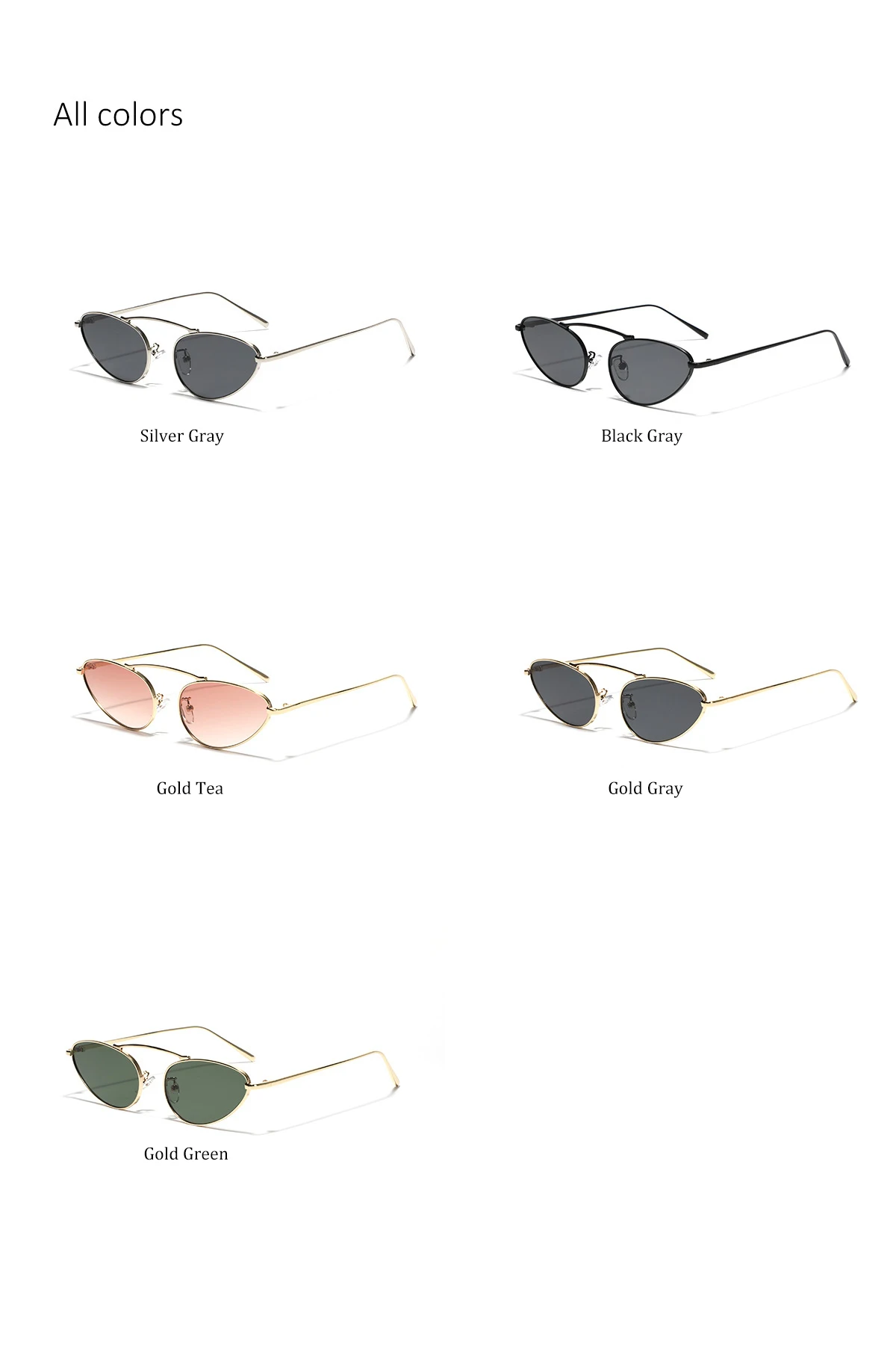 Luxusmarke Cat Eye Sonnenbrille Damen 2025, modisch, einzigartig, klein, oval, Sonnenbrille, trendiger Metallrahmen, coole Dreiecksbrille, UV400 – Detail 5