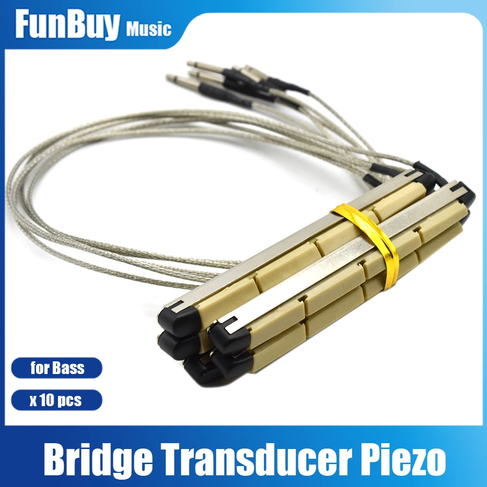 

10Pcs Bass Guitar Pickup Piezo Transducer Under Bass Bridge Saddle Piezo Pickup Stringed Parts for 4 String Acoustic Guitar Bass