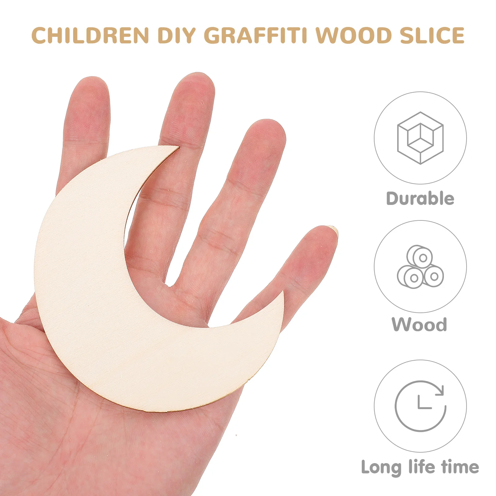 50 Pcs DIY Wood Chips Wooden Craft Accessory Unfinished Drawer Painting Slice Graffiti Child Decoration Kids