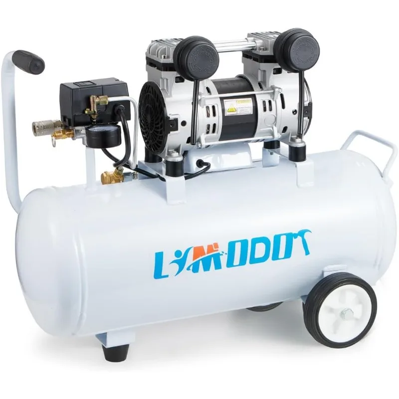 Air Compressor, Ultra Quiet Air Compressor, Only 68dB, 8 Gallon Durable Steel Air Tank, 2.8CFM @ 90PSI, Oil-Free, Ideal For Shop