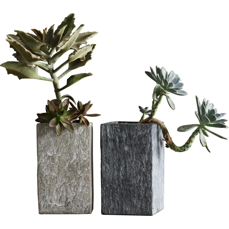 Flower indoor old pile succulent plant mint creative cylindrical Clivia cement imitation stone flower pot