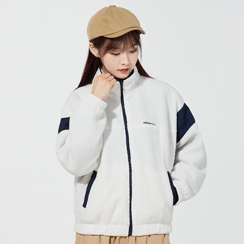 

Adidas Neo Women Fleece Jacket Reversible Sherpa Coat Warm Winter Outerwear Casual Fashion Sporty Hoodie Comfortable New