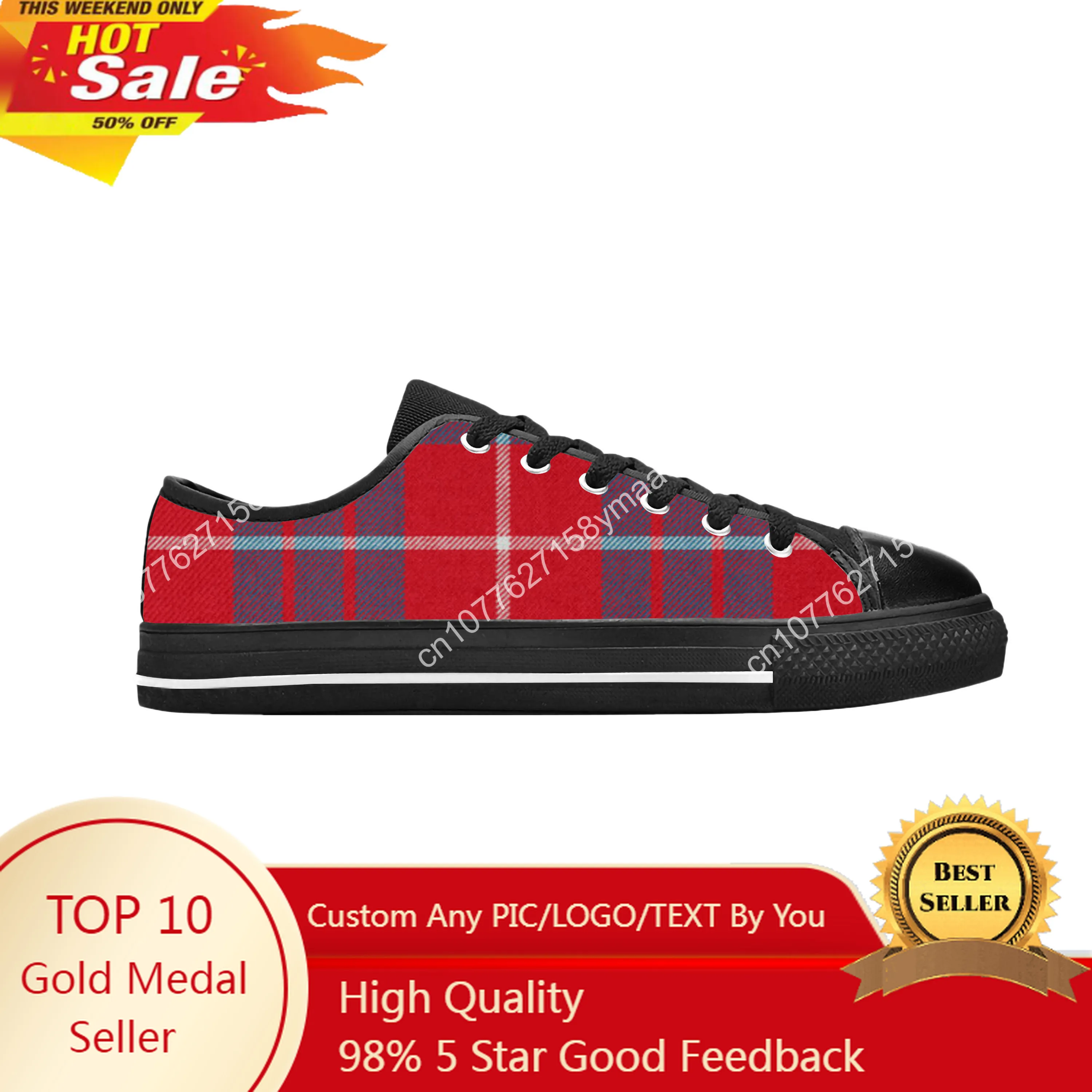 

Hamilton Scottish Stewart Clan Tartan Plaid Modern Casual Cloth Shoes Low Top Comfortable Breathable 3D Print Men Women Sneakers