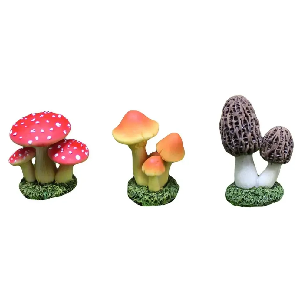 Whimsical Garden Ornaments Resin Mushroom Figurines Unique And Creative Charming Addition Red Yellow And Brown For Flower Beds