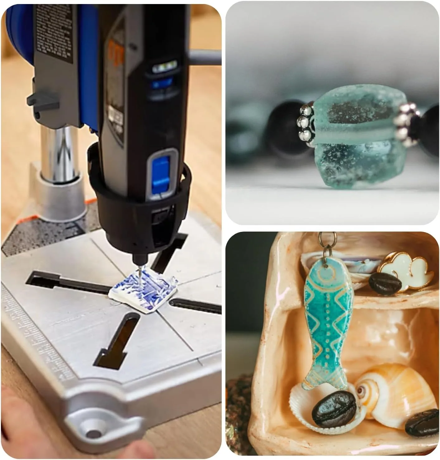 30PCS Diamond Burr Bits Drill Kit 3mm 1/8" Shank for Rotary Tool Metal Glass Stone Shells Jewelry Making