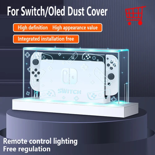 Imagen 2 del producto Para Nintendo Switch/Oled Base de pantalla emisora de luz cubierta a prueba de polvo interruptor de Control libre carcasa de consola acrílica consola de juegos
