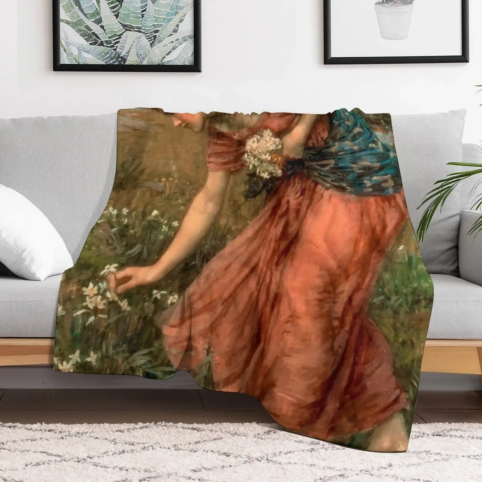 Narcissus by John William Waterhouse Throw Blanket sofa bed Sofa Throw Blankets