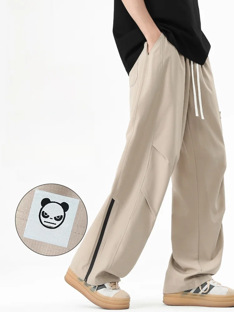 

Hipanda American High Street Men's Wide Leg Straight Casual Pants Summer New Loose Fit Faion Brand Casual Trousers