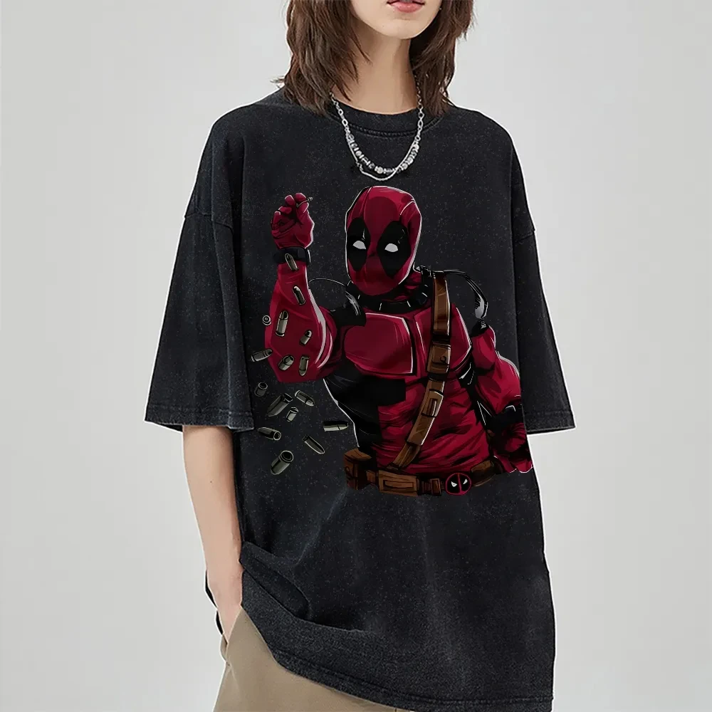 

Футболка с коротким рукавом в стиле ретро Marvel Deadpool, повседневная летняя одежда, мужская удобная футболка с коротким рукавом и половиной рукава, популярная спортивная одежда