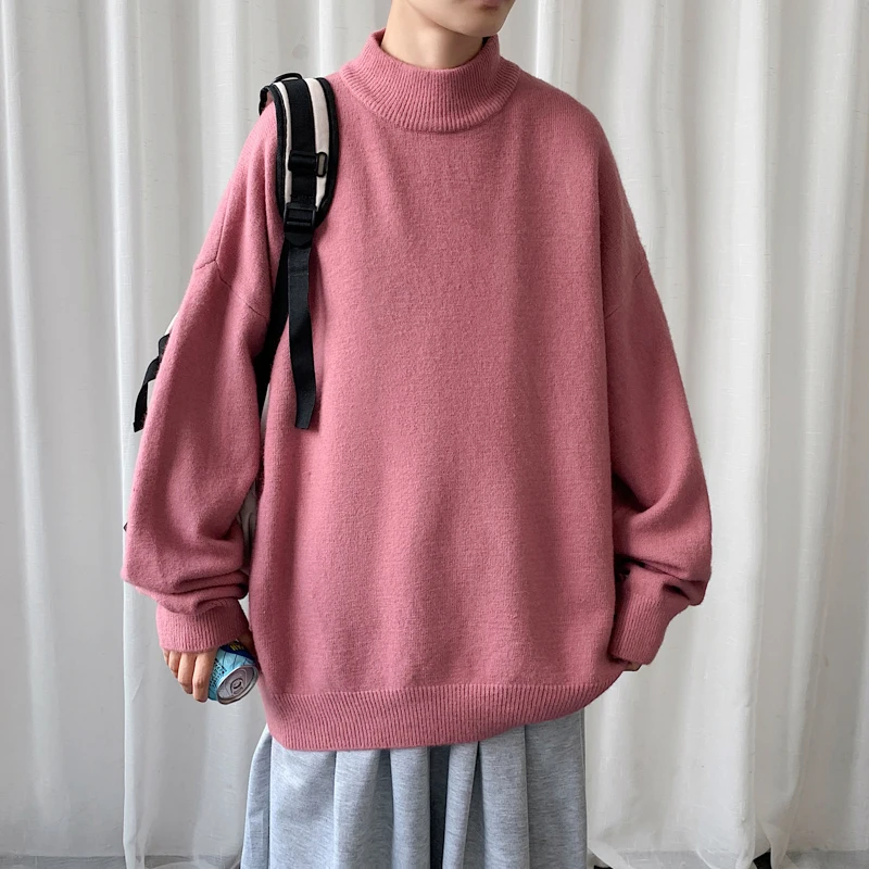 LAPPSTER Harajuku Turtleneck Knitted Sweater 2023 Pullovers Winter Men Vintage Oversized Graphic Sweaters Korean Style Sweater