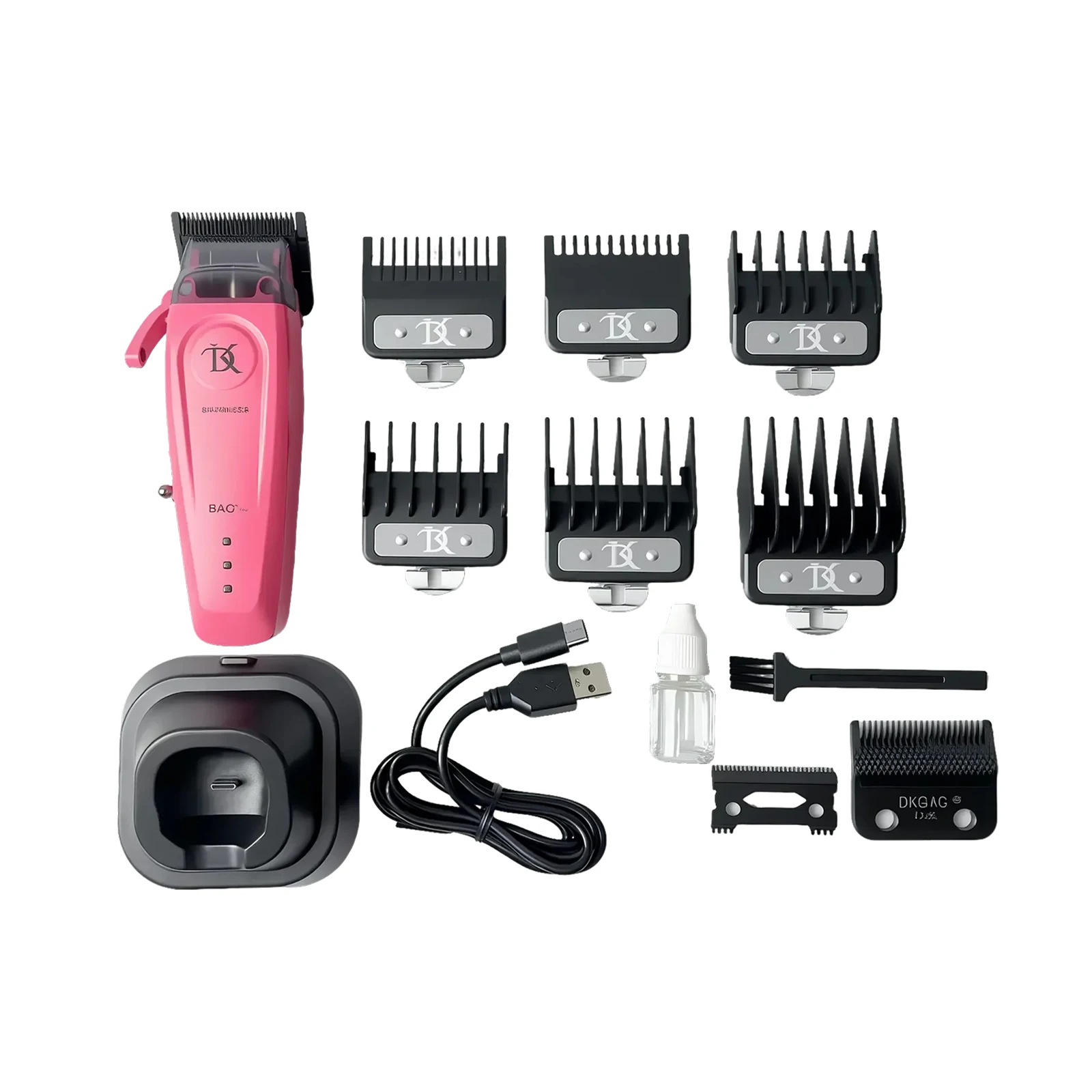 DK 079 Full Metal Body Professional Brushless Motor Hair ClipperElectric Cordless 7500RPM Ultra Thin Moving DLC Blade with Base