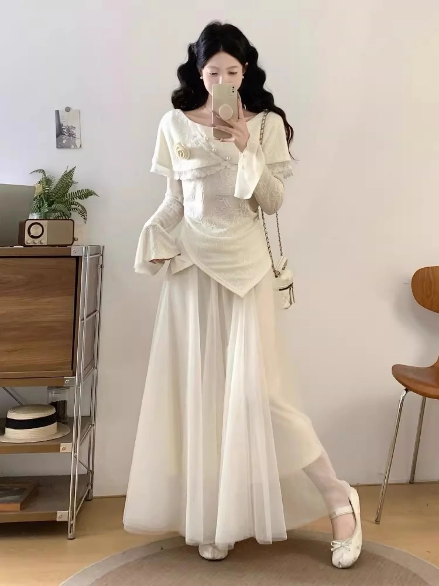 

Spring Faion Women's plus Size Matching Set Beautiful Bell Sve Top And Skirt Two Piece Ensemble Ele Casual Wear