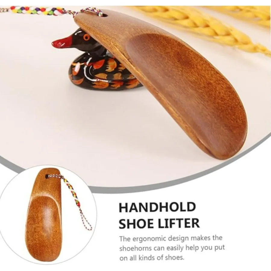 لبيسة حذاء صغيرة محمولة، بوق حذاء خشبي للسفر مع، رافع أحذية خفيف الوزن مصنوع يدويًا لكبار السن، تصميم سهل الدخول للكعب