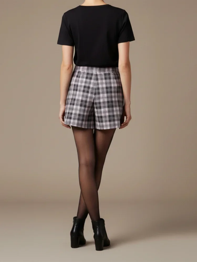 

Женская винтажная клетчатая короткая юбка с завышенной талией и поясом, подчеркивающая фигуру, новинка 2026 года, весенне-летний уличный стиль