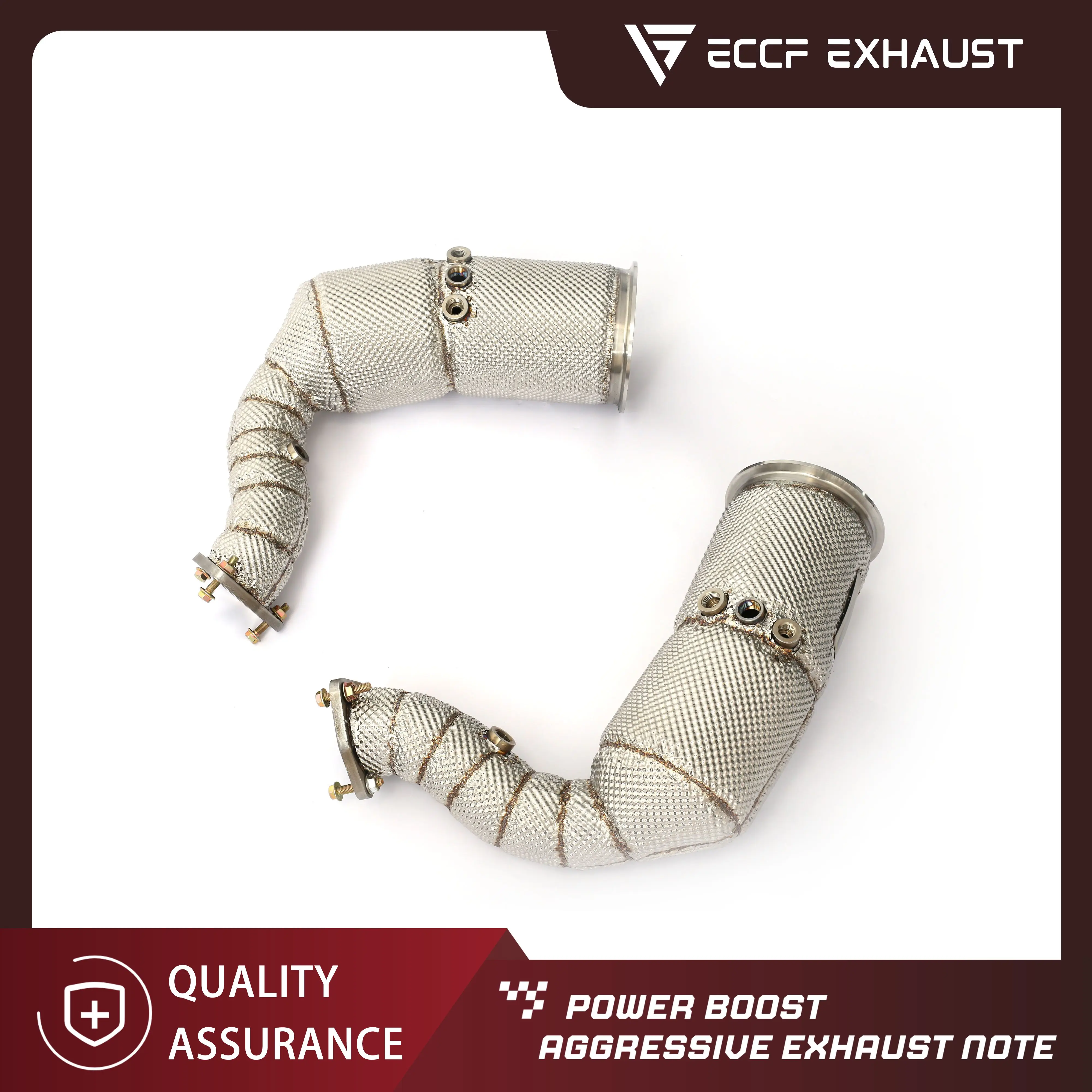 

High Flow Performance ECCF Sport Downpipe WIth OPF For Posche Cayenne Turbo S GTS 9Y0 4.0 V8 With heat shield Easy Installation