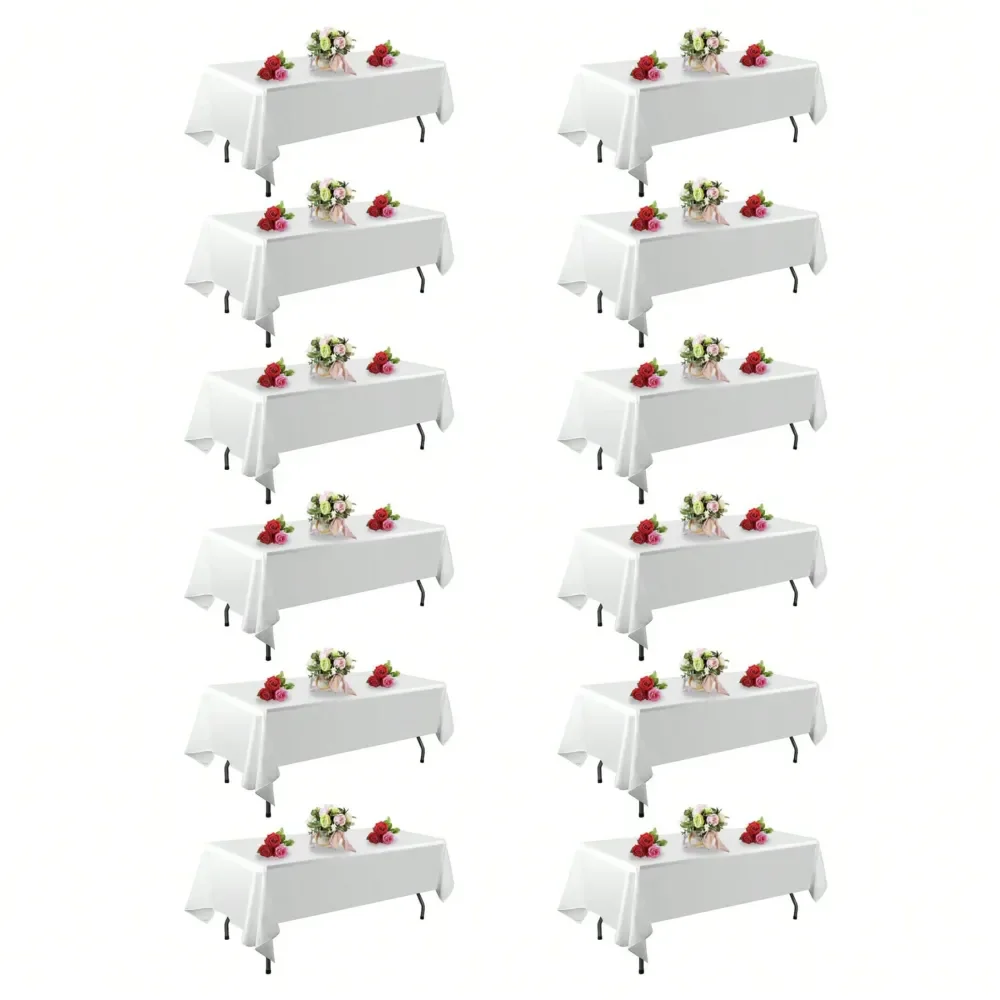 

Packs White Tablecloths For 6 Foot Rectangle Tables, 60 X 102 Inch Rectangle Tableclothes,Washable Long Table Cover Polyester F