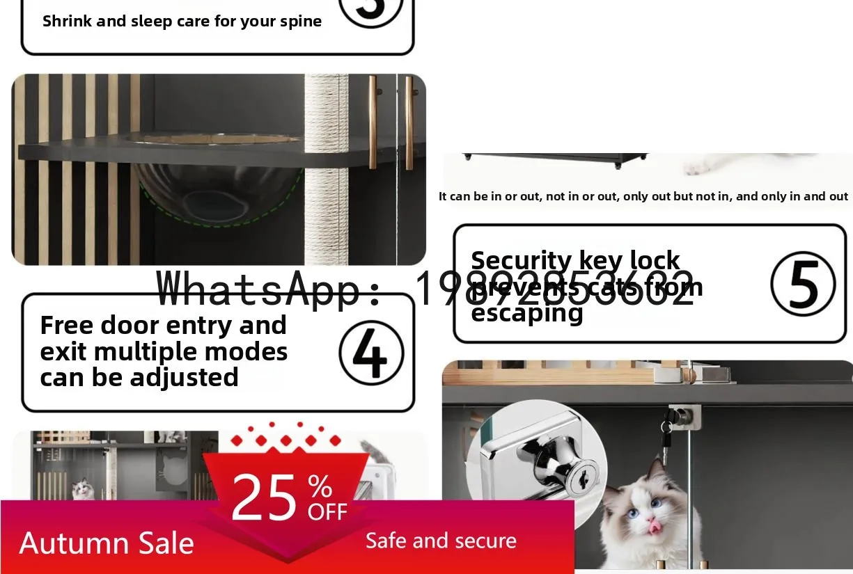 X1 ninho de gato villa de madeira maciça doméstica interna com banheiro integrado armário de gato grande