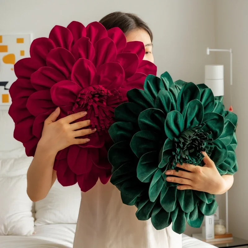 

Новый рождественский чехол для подушки, красный, зеленый, 3D цветочный, с рюшами по краям, лоскутная наволочка, бархатные однотонные наволочки, декоративные