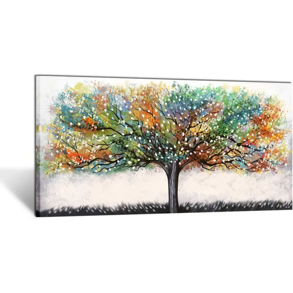 

Large Living Room Wall Decor Abstract Canvas Wall Art Colorful Trees Landscape Painting Picture Giclee Print Framed Artwork
