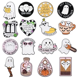 31 Types Cartoon Ghost Boo Enamel Pins Cute Halloween Creative Brooches Lapel Badge Backpack Clothes Accessory Gift for Friends