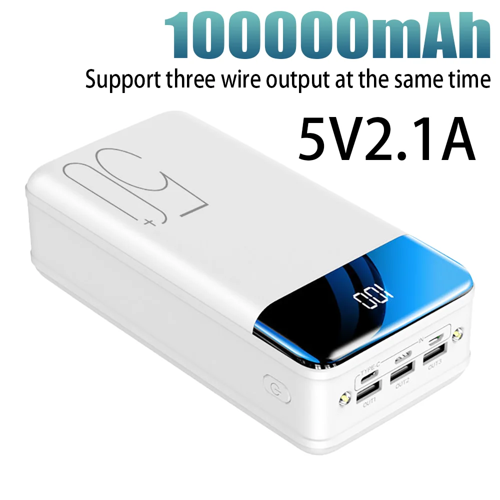 100% neue echte schnelle lade 100000mah power bank große kapazität mobile power universal 5v 2,1 eine schnelle lade