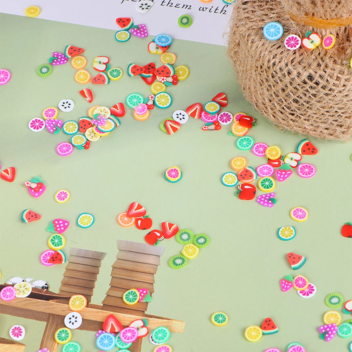1000Pcs Nail Art Decor Polymer Clay Colorful Fruit Slices DIY Manicure Tool Fingernail Protector Nail Art Decor