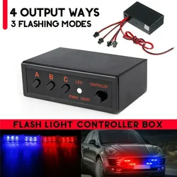 4 Ways LED Strobe Flash Light Flasher Controller Box 12V Car Strobe Lights Vehicle Front Grille Flashing Lights Bar