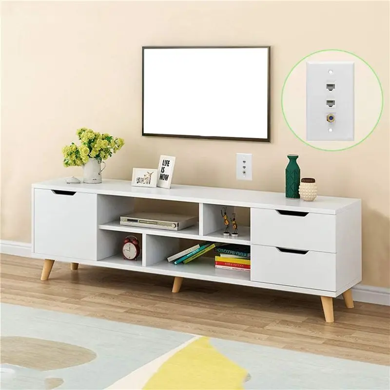 M12K-3X Ethernet Coax Wall Plate,2 Port Cat6 RJ45 Keystone And 1 Port F Type Connector Coax Keystone Female To Female