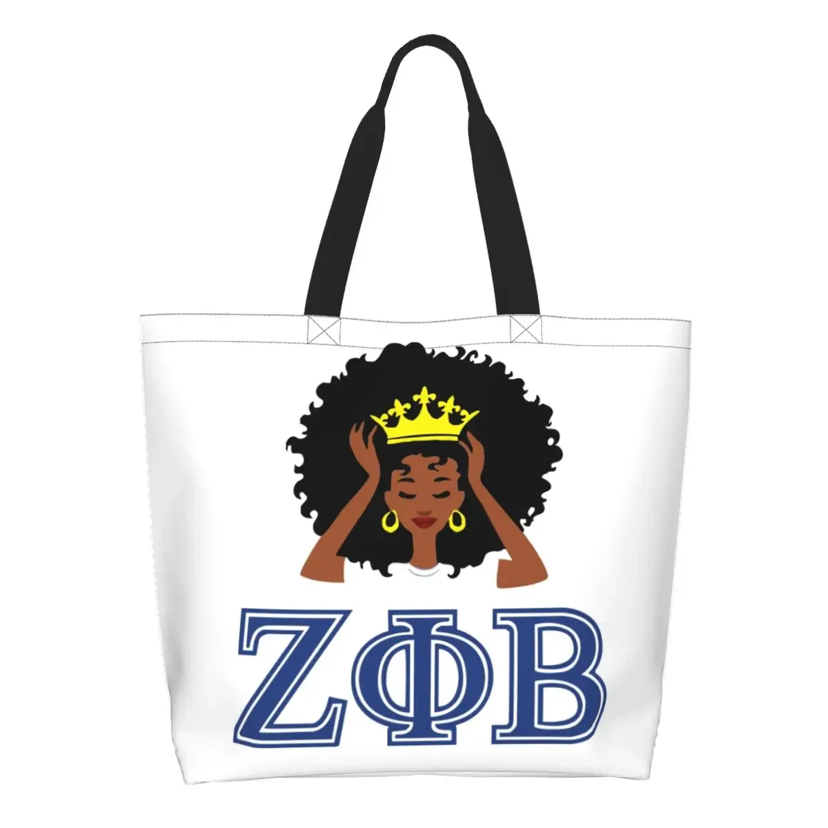 

Zeta Phi Beta Groceries Shopping Bag Funny Printed Canvas Shopper Tote Shoulder Bags Big Capacity Durable Handbag