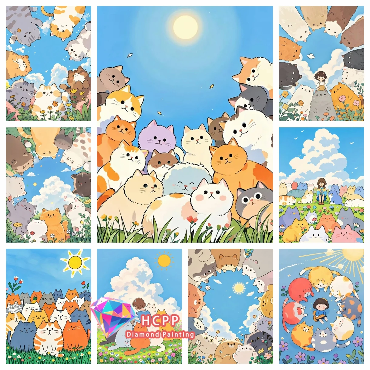 Cartoon Katze und Mädchen Diamant Malerei Kit 5D DIY Diamant Stickerei Kreuz Stickerei handgemachte Kunst Geschenk Handwerk Home Dekoration