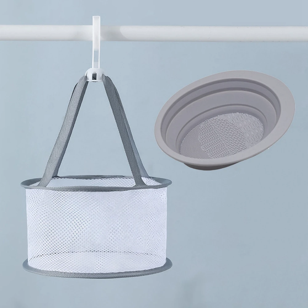 1PCS Color Random  Foldable Makeup Brush Cleaning Makeup Brush Powder Puff  Liquid Makeup Brush Makeup Sponge Drying Net Suit