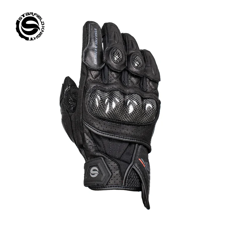

Мотоциклетные перчатки Star Field Knight из углеродного волокна, летние, дышащие, из натуральной козьей кожи, нескользящие, износостойкие, для защиты при езде