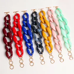 FishSheep New Colorful Acrylic Thick Chain Bracelet for Women Trendy Resin Big Link Wide Bracelets Bangles 2022 Fashion Jewelry