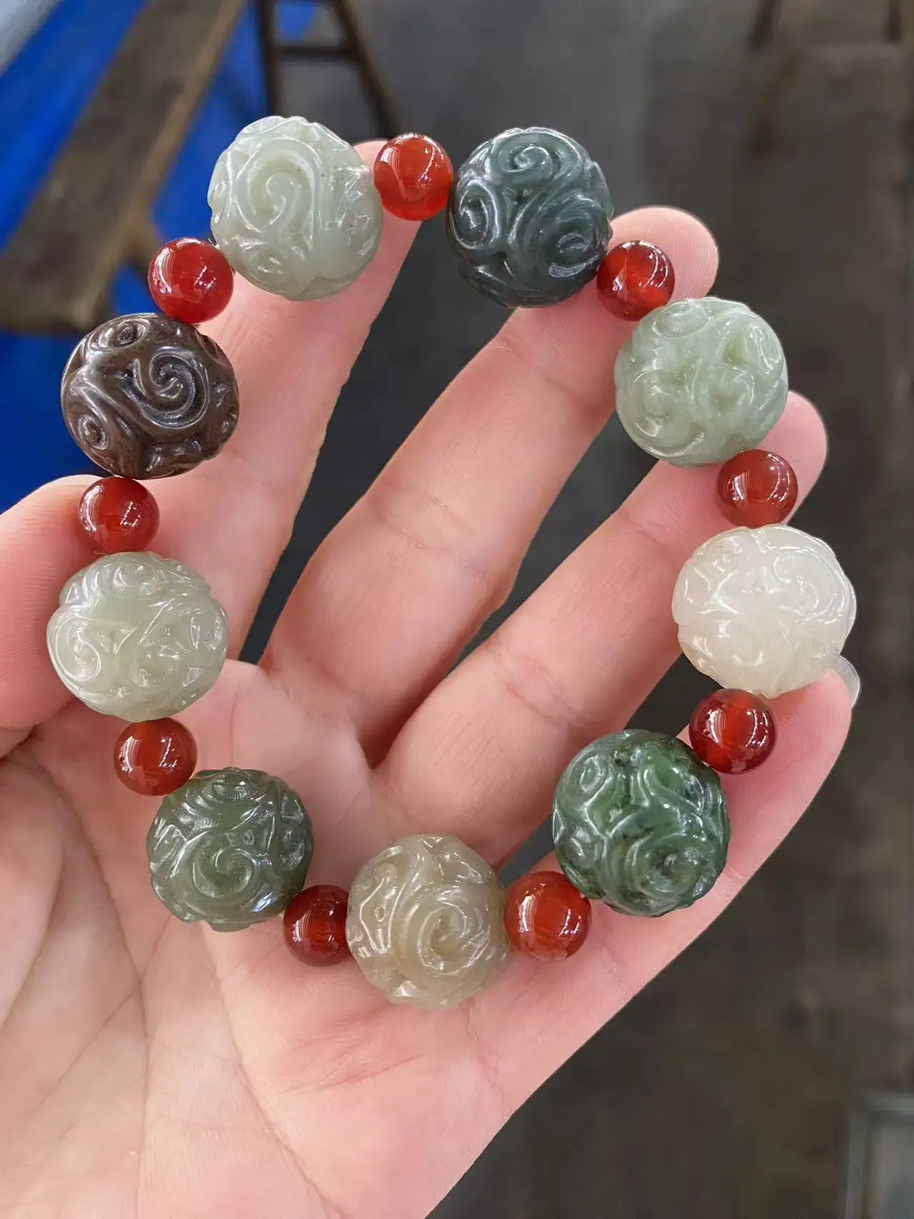 

Boutique HandCarved Bracelets Beaded Bangles Certified Hetian Jade Lucky MultipleColor Fine Jewellery Gif