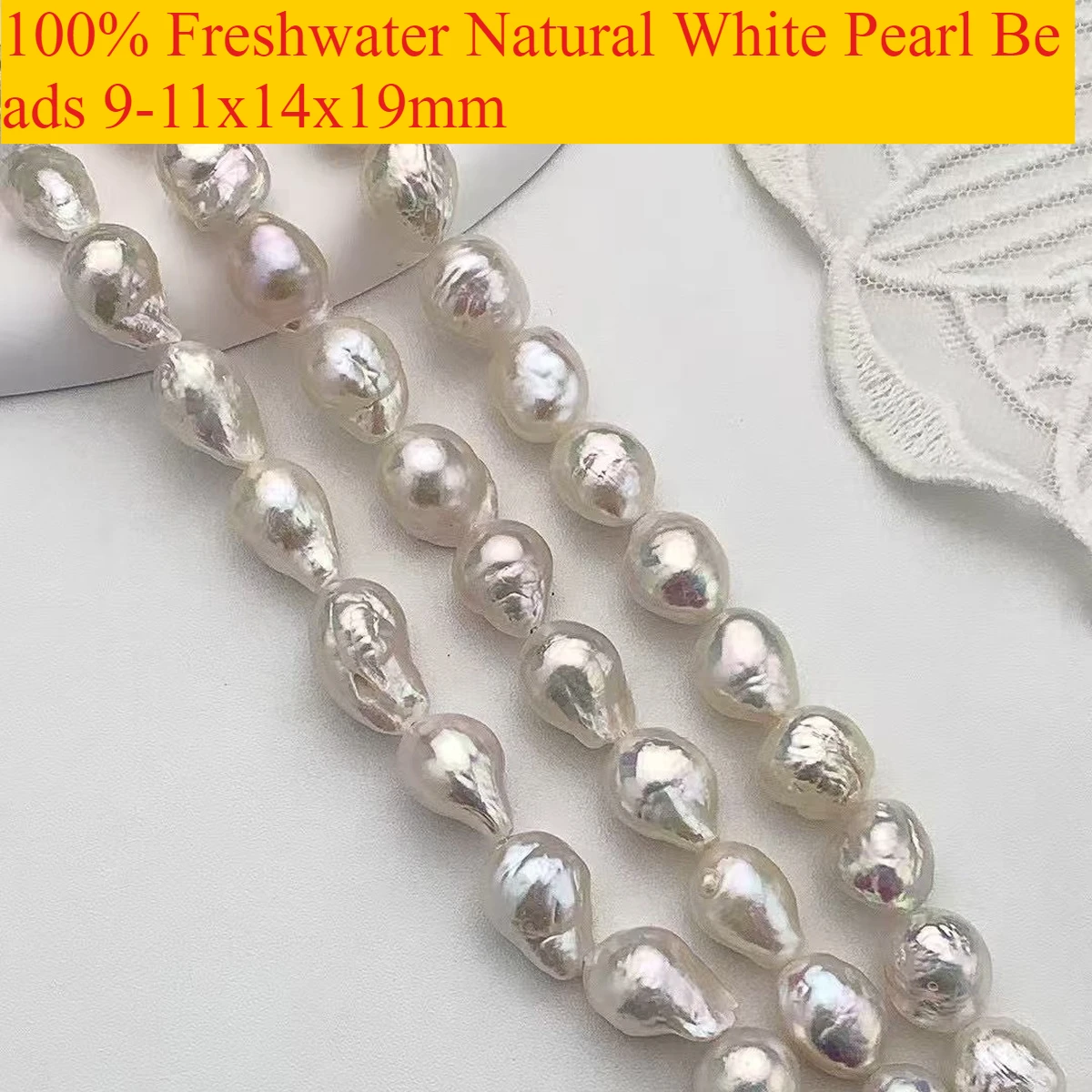 9-11x14x19mm Big Drop Baroque Purple Genuine Natural Freshwater Pearl Beads For Jewelry Making DIY Craft 16''