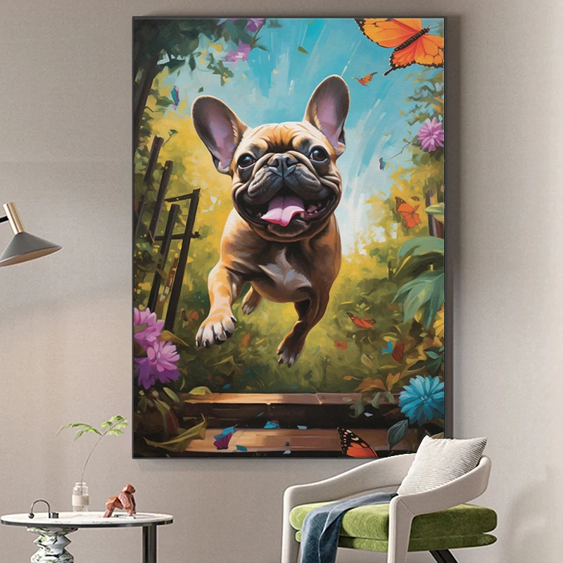 French Bulldog Animal Pet Dog Abstract Canvas Painting Print Wall Art Poster and Picture Home Office Room Decor Gifts Unframed