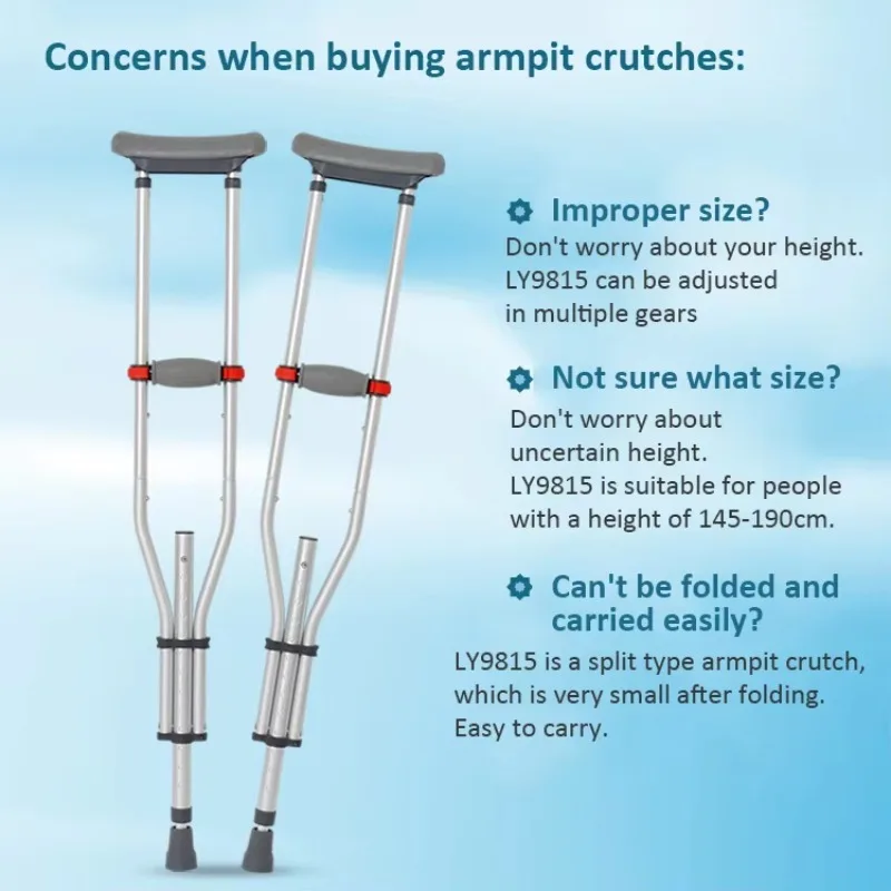 Heavy Duty Lightweight Aluminum Handicapped Crutches with Spring
