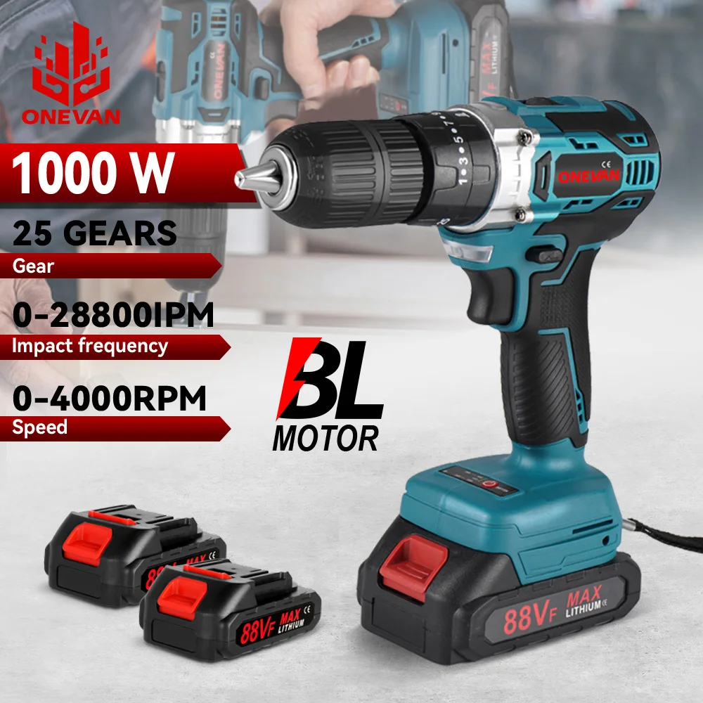 450NM Brushless Electric Impact Drill 25Gears 450NM Electric Screwdriver Mini Drill Cordless Power Tool For Makita 18V Battery