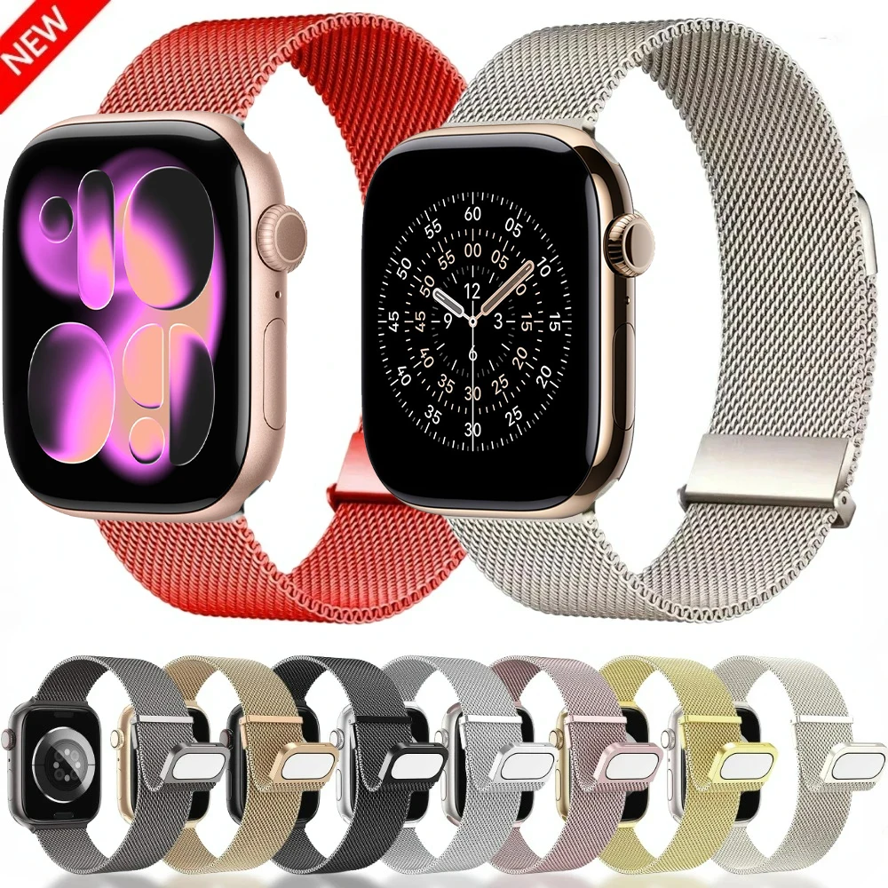 

Strap for Apple Watch Band 45mm 44mm 46mm Ultra 3 2 49mm 42 40 41mm Milanese Loop Bracelet iWatch Series 11 10 9 8 7 6 5 SE Belt