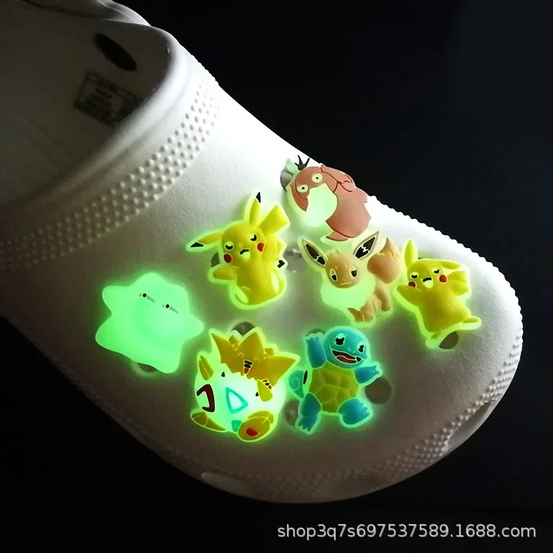 anime PVC Shoe Buckle for Kids shoes Charms kawaii DIY Cartoon Anime figure Luminous Shoes Decor Accessories Kids Gift