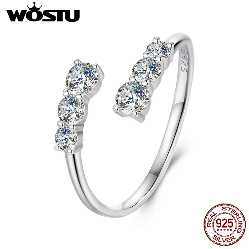 

WOSTU Engagement Moissanite Opening Ring For Women s925 Silver Diamond Cut Flower Adjustable Promise Rings Girl Party Fine Gift