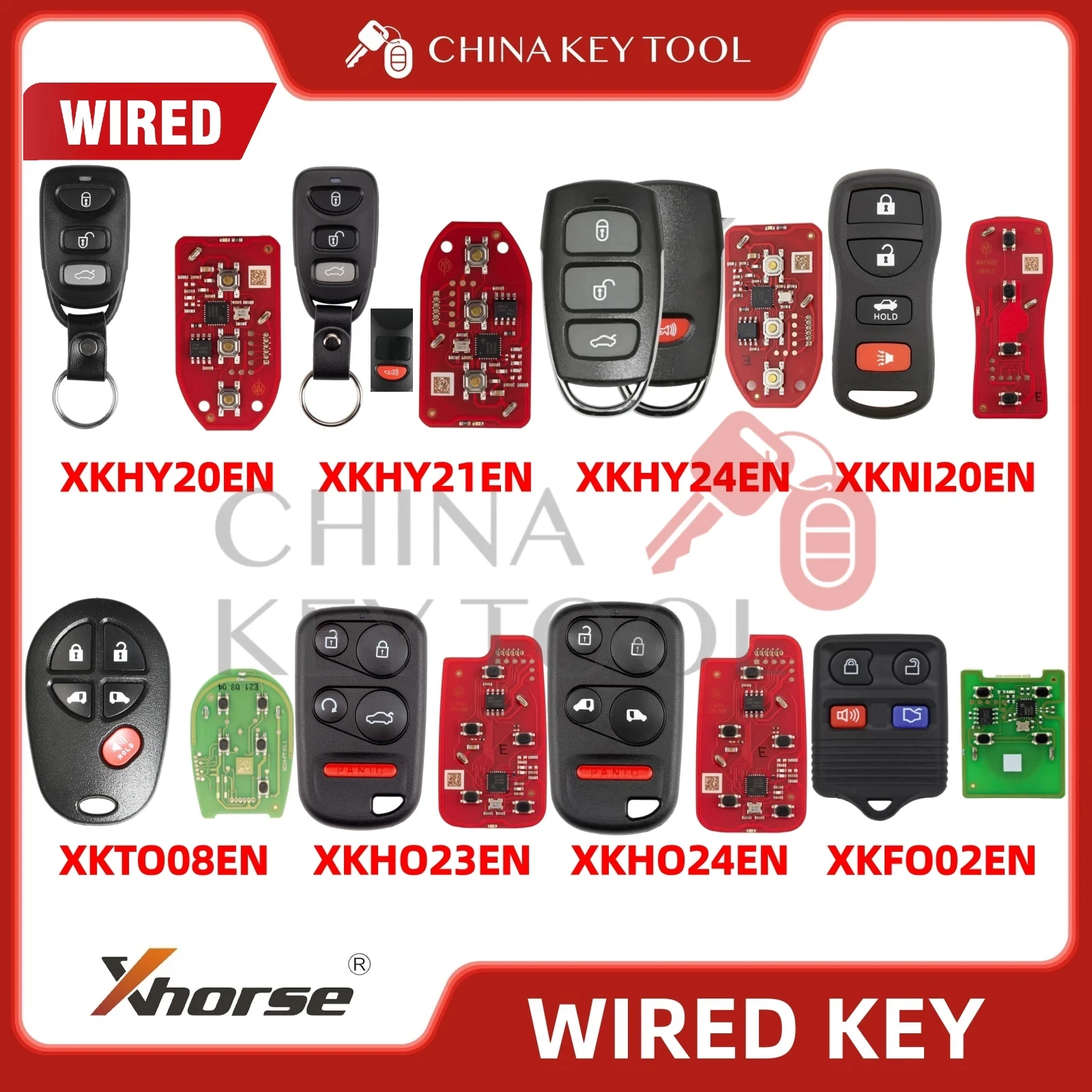 100% Original Xhorse Wired Universal Remote Key XK Series Global Version EN XKHY20EN XKNI20EN XKTO08EN XKH023EN