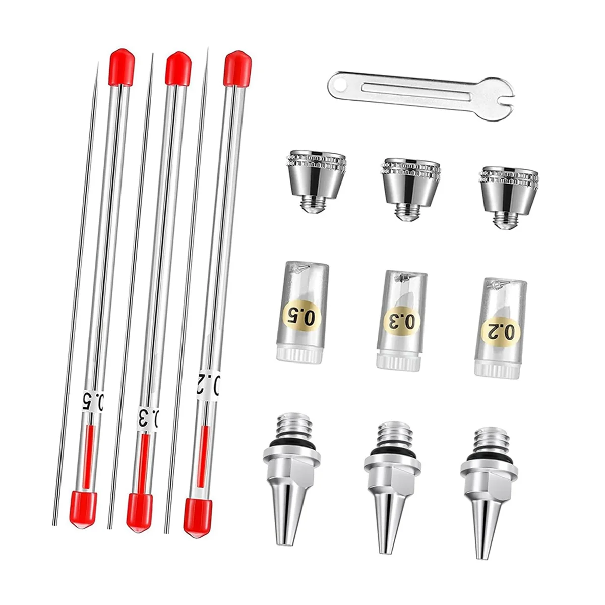 ABZV-Kit d'outils de réparation de nettoyage de pulvérisateur d'aérographe ensemble de brosses à aiguilles en acier inoxydable 0.2mm, 0.3mm,0.5mm aiguille de buse