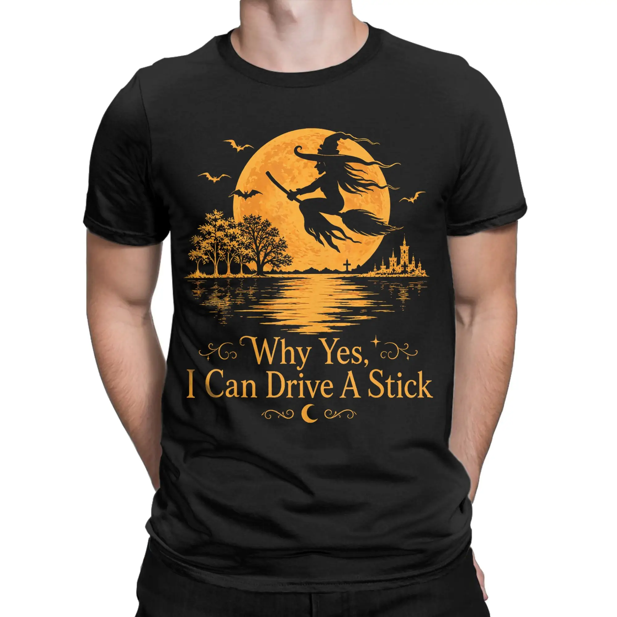 Funny Halloween Witch Why Yes Actually I Can Drive A Stick T Shirt Summer  Fashion T-Shirts Oversize Tees Short Sleeve Tops