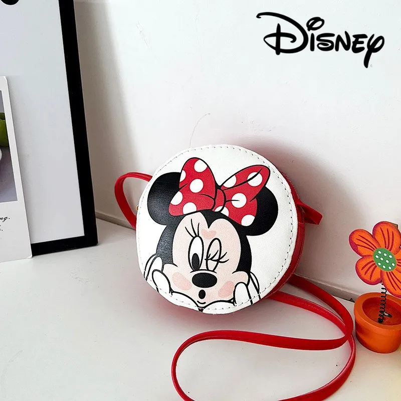 Disney Mickey Mouse Children\'s Shoulder Bag Anime Small Round Bag Cartoon Coin Purse Girls Messenger Bag Kids Toy Christmas Gift