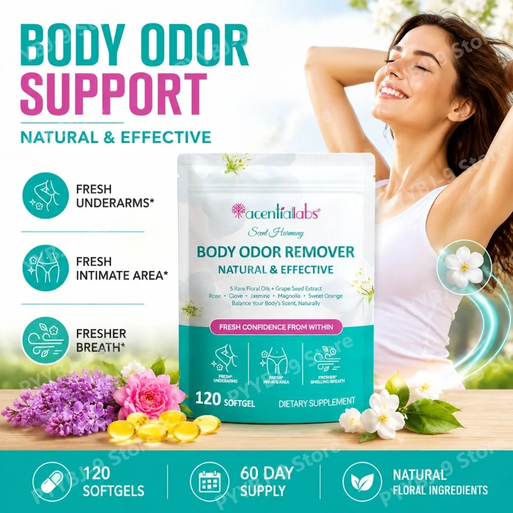 Acentalabs Body Odor Remover Softgels Supports Digestive Wellness Fresh Underarms Intimate Area Fresher Breath 120 Ct 60 Day