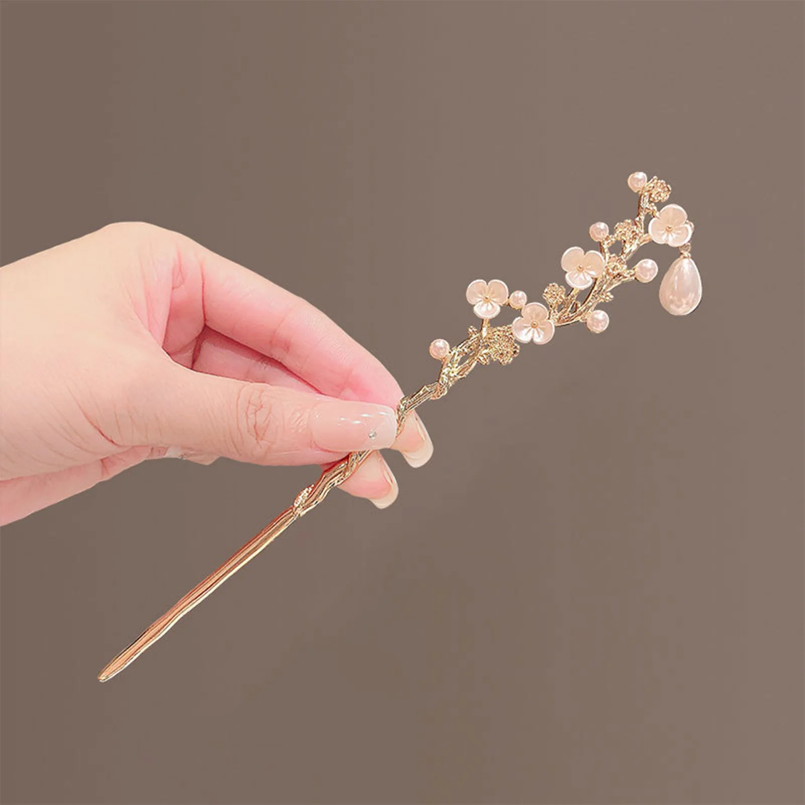 Camellia Chinese Hair Stick Chopsticks Antique Hair Making Accessories With Pearl Classic Girls Hanfu Hair Bun Jewelry Tiaras