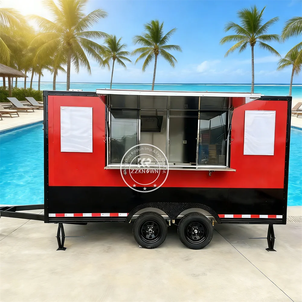 

Fully Equipped Commercial Mobile Coffee Kiosk Street Mobile Food Truck Cart Portable Catering Fast Food Trailer With Kitchen